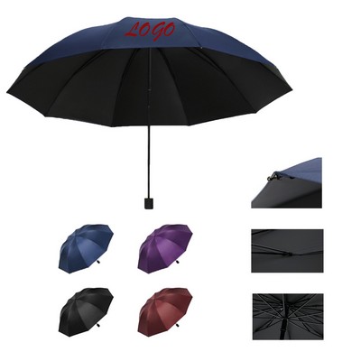 Extra Large Manual Folding Reinforced Thickened Business Umbrella for Sun and Rain