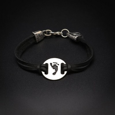 Round Metal & Leather Bracelet