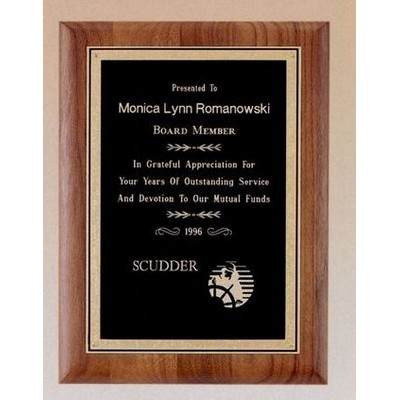 Solid American Walnut Plaque - Florentine w/ Black Textured Center (7"x9")