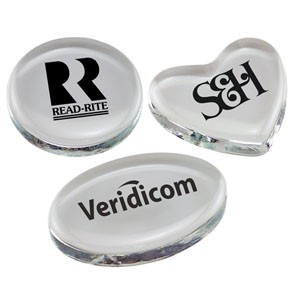 Clear Glass Paperweight - Screen Printed