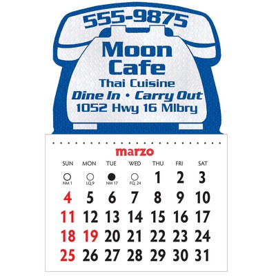 Designer Shaped Kwik-Stik Textured Vinyl Spanish Calendar w/ Phone Top