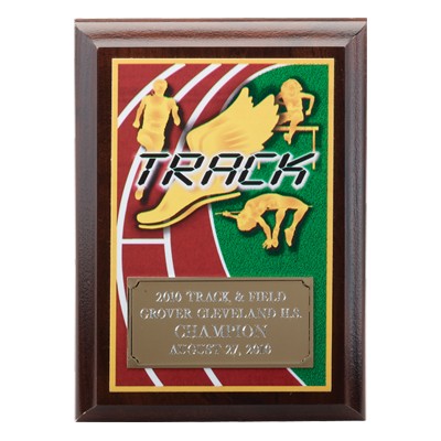 Track Digital Photo Plaque w/Gold Aluminum Engraving Plate (5"x 7")