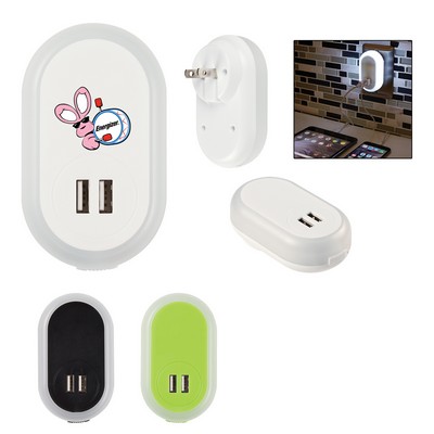 Ul Listed Nightlight A/c Adapter With Dual Usb Ports