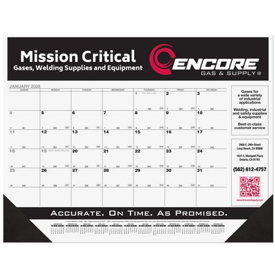 Black Calendar Desk Pad w/Two Color Imprint