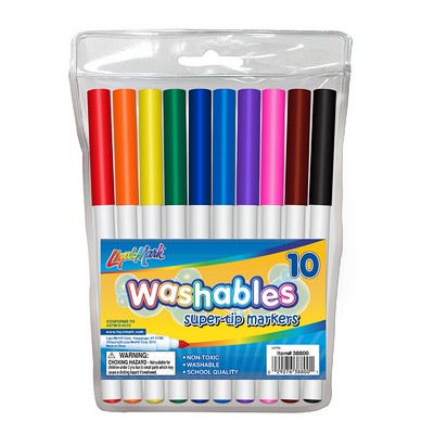 Set of 10 Washable Super Tip Markers - Assorted Colors