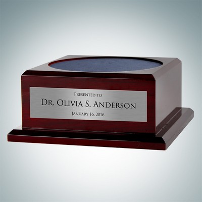 Piano Finish Rosewood Base w/ Personalized Silver Plate (7-1/2" Diameter Top Felt)