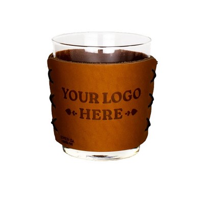 Full-Grain Leather Highball Sleeve with 13oz Libbey cocktail Glass - Single