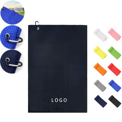 Golf Towels With Microfiber Wire Cleaning Cloth Block
