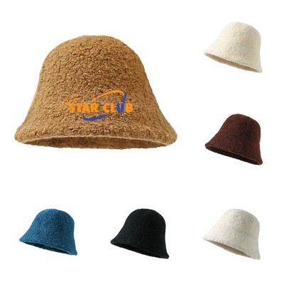 Fashionable Warm Wool Winter Plain Elegant Bucket Hat