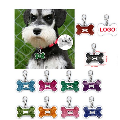 Glitter Dog Bone Pet Tag