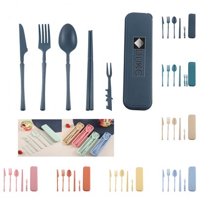 Portable Wheat Straw 5 Pcs Utensils Set