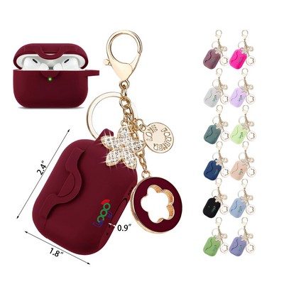 Secure Lock Case for Pods Case with Cute Bling Keychain Silicone Protective Case Cover