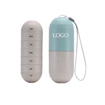 Rotated Pill Box Organizer W/ Lanyard