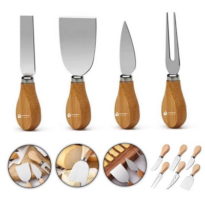 Cheese Knifives W/Wooden Handle Set