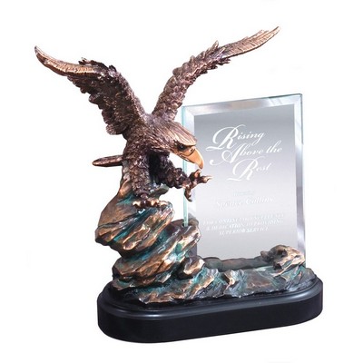 Eagle On Rock With Glass