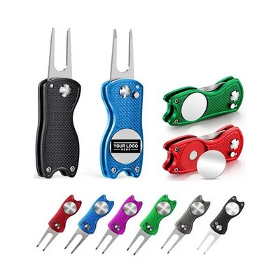 Pop-up Golf Divot Tool with Ball Marker
