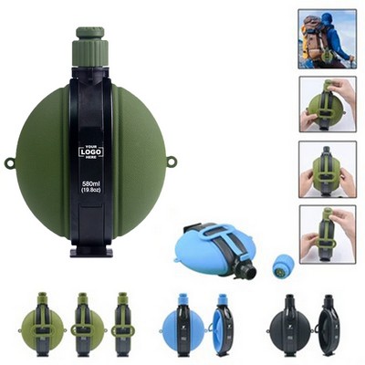 Collapsible Silicone Water Bottle with Built-in Compass
