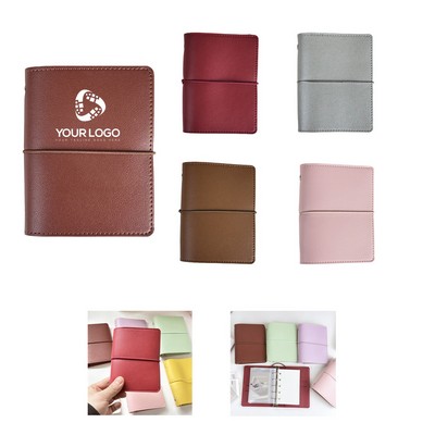 Mini Leather Binder Notebook with Elastic Band