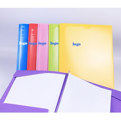 Custom A4 Plastic File Folder w/Dual Pockets & Card Slot