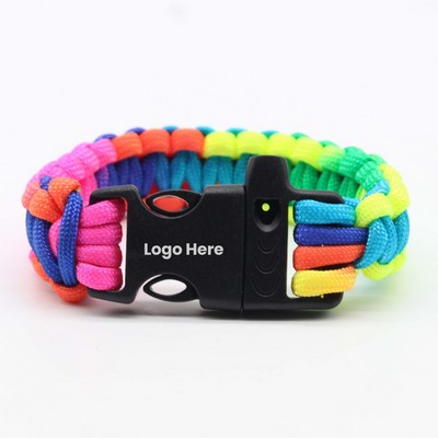 Outdoor Emergency Survival Paracord Bracelets w/Whistle