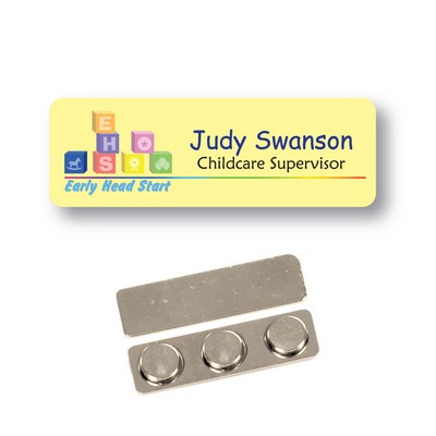 Name Badge - White plastic, 1 X 3 inches. Full Color. No Minimums