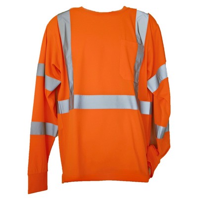 Long Sleeve Orange Hi-Viz Safety T-Shirt (Large/X-Large)