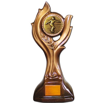 Stock 12" Victory Trophy With 2" Figure Skating Male Coin and Engraving Plate