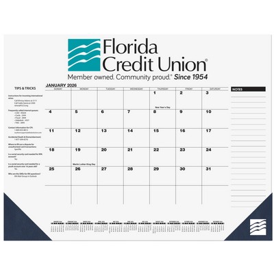 Black Calendar Desk Pad w/Two Color Imprint (21¾" x 17")