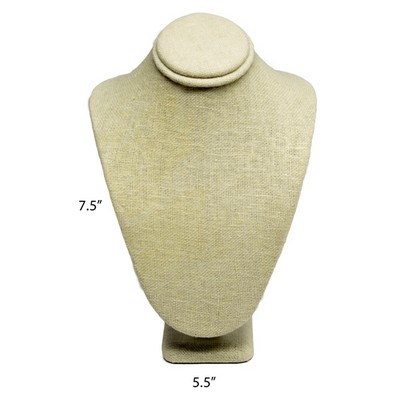 Beige Linen Necklace Jewelry Display Bust Stand (Small)