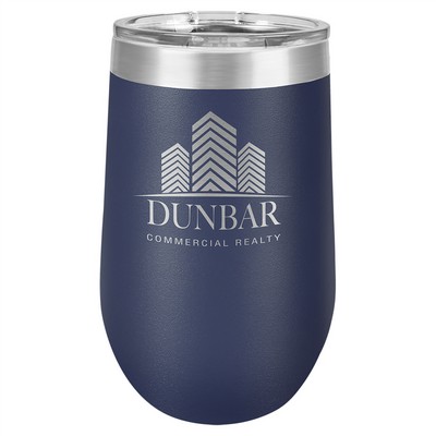 16 oz. Navy Blue Vacuum Insulated Stemless Wine Glass w/ Lid