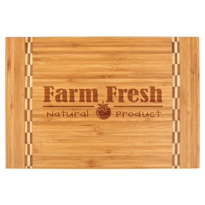 15" x 10.25" Bamboo Cutting Board with Butcher Block Inlay
