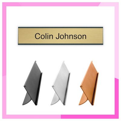 Aluminum Desk Set Engraved Plate w/Holder (2"x10")