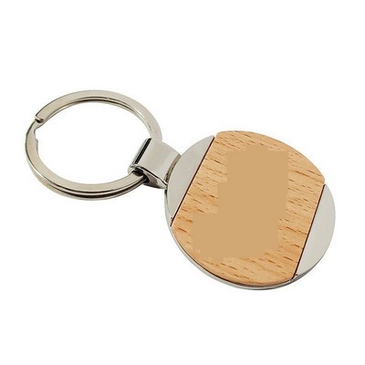 Round Beech Wood Keychain