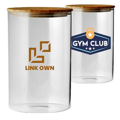 37 Oz. Borosilicate Glass Storage Jars w/Bamboo Lids