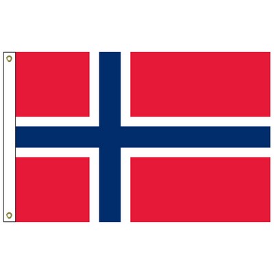 Norway 3' x 5' Outdoor Nylon Flag w/ Heading & Grommets
