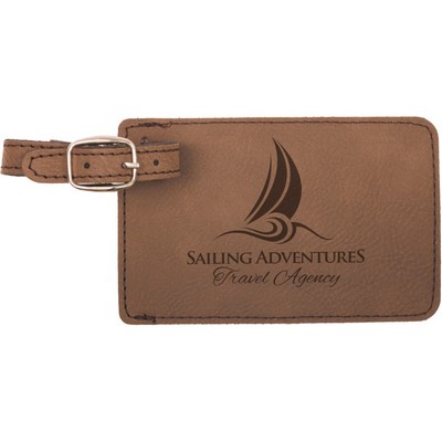 4 1/4" x 2 3/4" Dark Brown Leatherette Luggage Tag