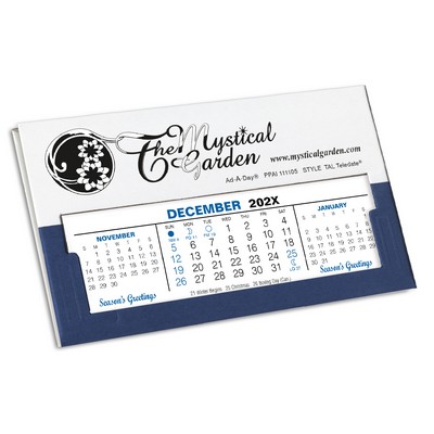 TAL Teledate Refillable Desk Calendar, White/Lapis Blue - Special 15% Off thru 7/31/25*