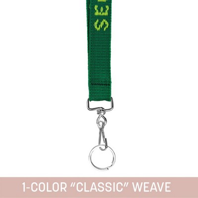 3/4" Woven Lanyard w/ Swivel Snap & Split Ring - "Classic" Weave