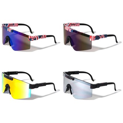 Shields Flag Sunglasses w/Mirror Color Lens
