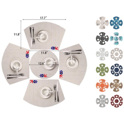 Round Table Placemats Set of 7 Wedge Shaped Place Mat with Centerpiece Round Mat