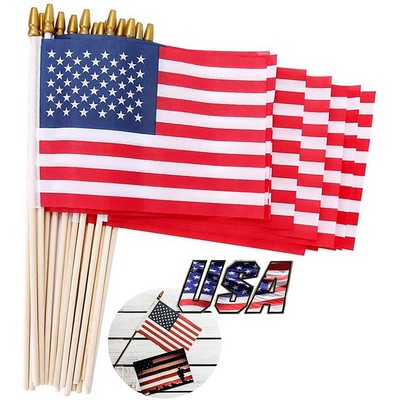 Handheld Mini USA Flag on Stick 5 x 8 Inch