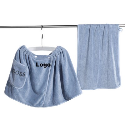Coral Fleece Men'S Wearable Bath Towel Suit