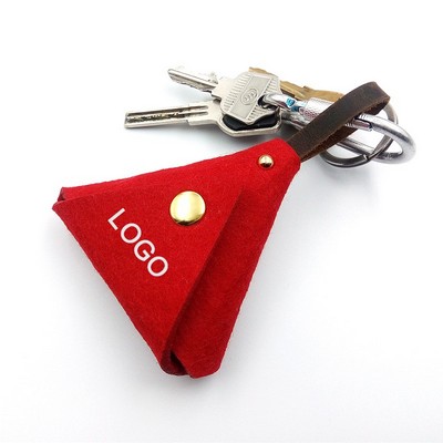 Mini Felt Vintage Coin Purse W/Keychain
