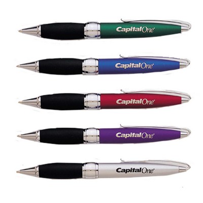 Royal Executive Brass Pen W/ Black Soft Rubber Grip & Wide Band