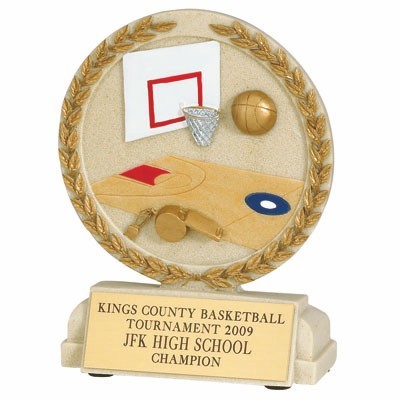 Basketball Stone Resin Trophy (5 ½" x 4 ½")
