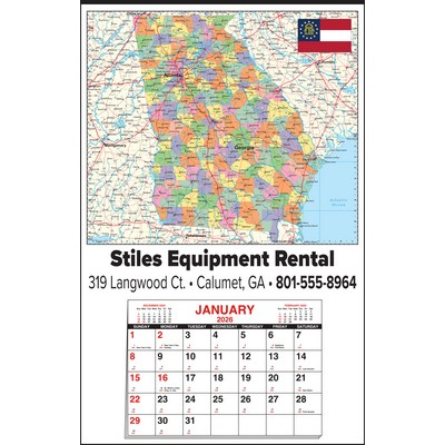 Large Georgia State Map Full Apron Calendar