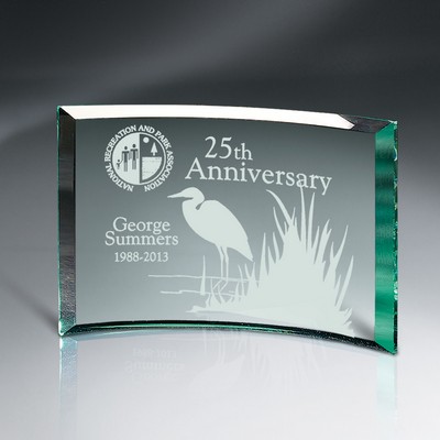 Beveled Jade Glass Crescent Plaque (7"x5"x3/8")