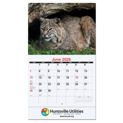 Wildlife Monthly Wall Calendar w/Stapled (10 5/8"x18¼")