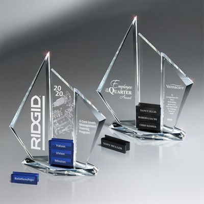 Optic Crystal Tri-Pinnacle Tower (Includes Sandblast in 2 locations)