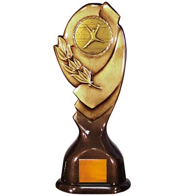 Stock Classic 12" Trophy with a 2" Gymnastics Female Coin with Engraving Plate